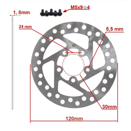 Disque de frein D : 120mm Pour Xiaomi