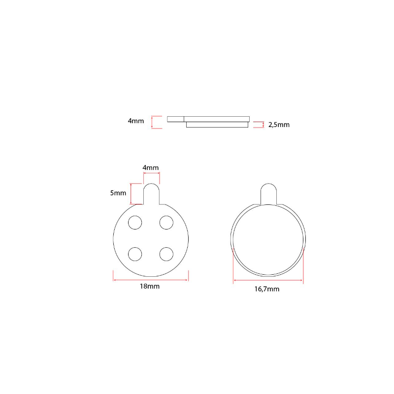 XI-0088 - Brake Pads Diameter 18.6mm semi-metal For Xiaomi 1S, Xiaomi Pro 2, Xiaomi Pro - GYPI