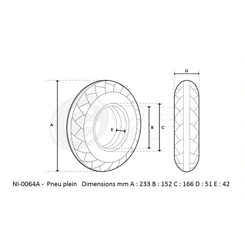 NI-0064A - Pneu plein - 10" 60/70-6.5 - 42mm City - GYPI