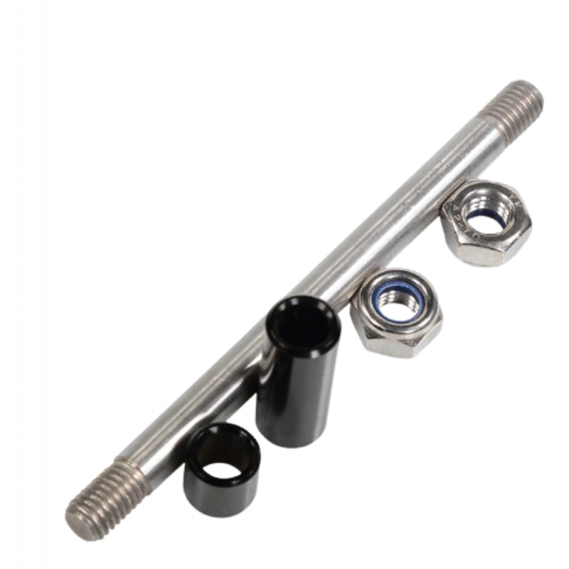 Axle connecting the front wheel and front forks only Axle connecting the front wheel and front forks only