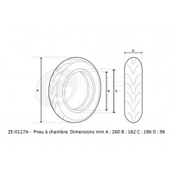 ZE-0117A - Tire - 11" * 100/65-6.5 Tubeless Off Road - GYPI