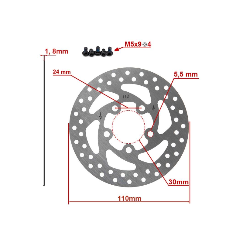 XI-0076 - Disque de frein D : 110mm  Pour Xiaomi Pro 2, Xiaomi Pro, Xiaomi Essential - GYPI