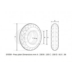 GY059 - Pneu plein - 10" *2.5  34/36mm - City - GYPI