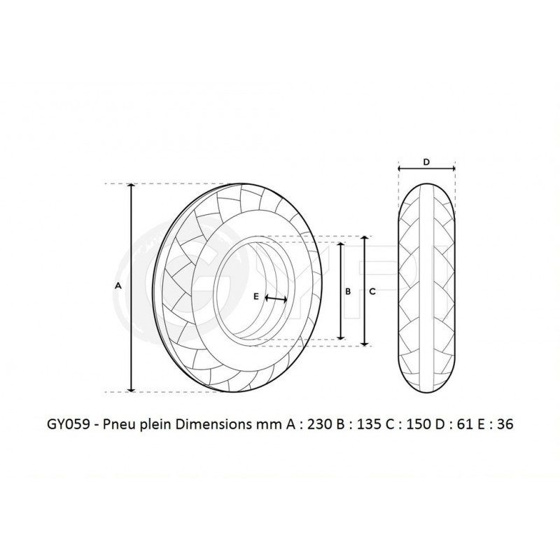 GY059 - Pneu plein - 10" *2.5  34/36mm - City - GYPI