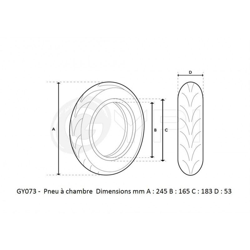 GY073 - Pneu - 10" *2.125 - 6.5 Renforcé - Ninebot serie F - GYPI