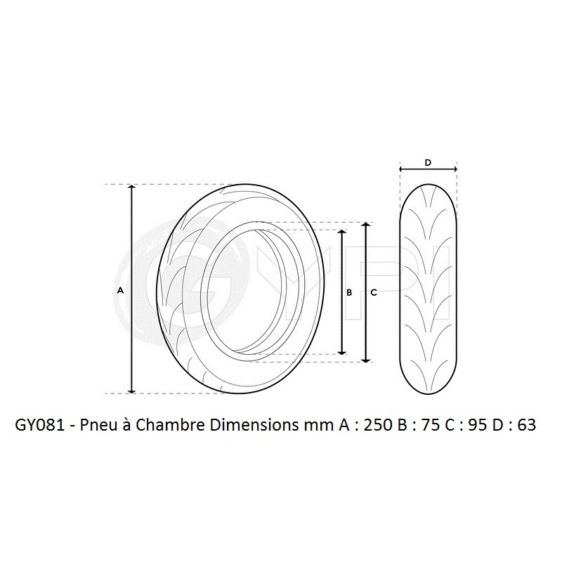 GY081 - Pneu - 60/70-7.0 - Tubeless avec gel à l'intérieur Xiaomi pro 4, 4 ultra - GYPI