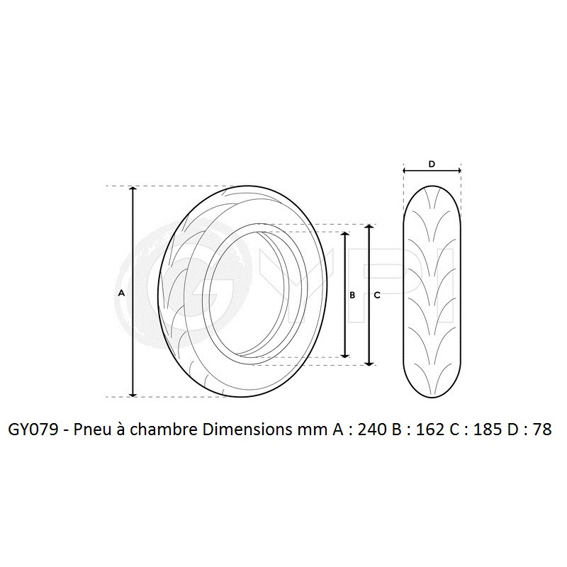 GY079B - Tire 10" *2.75-6.5 Tubeless (Skinpack Linear) - GYPI