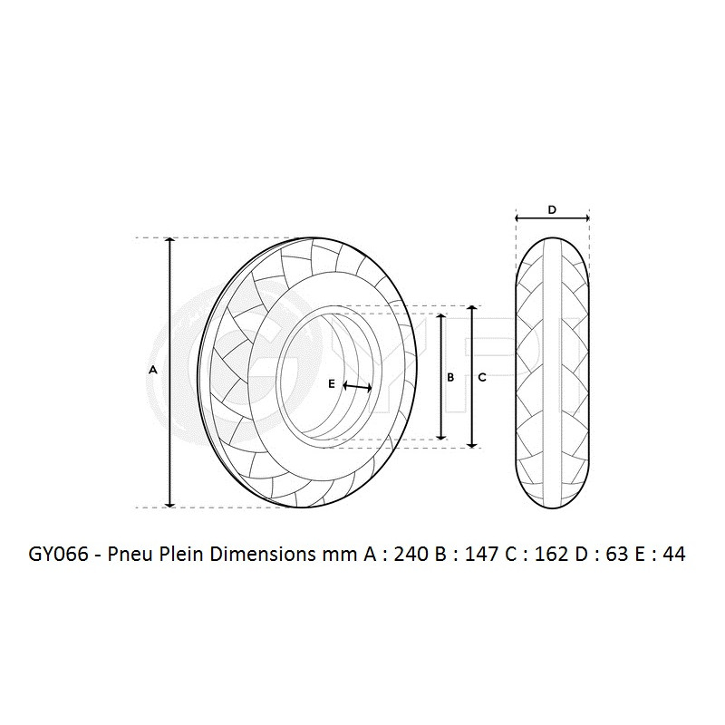 GY066 - Pneu plein - 10" *2.5,  44mm - City - GYPI