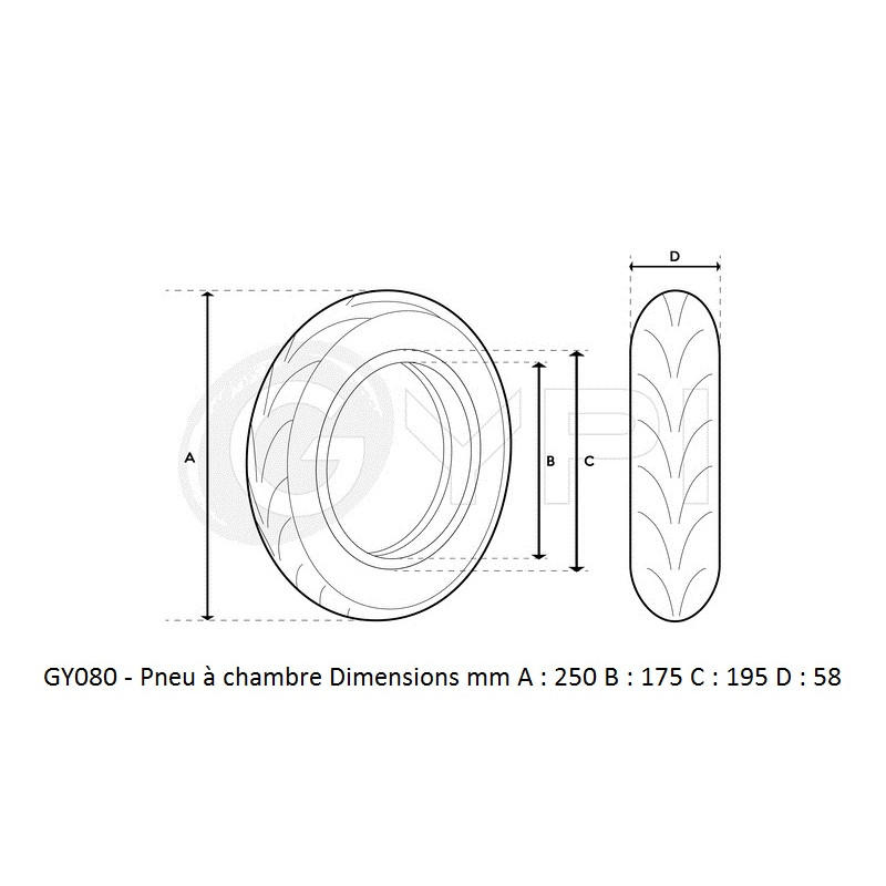 GY080 - Pneu - 60/70-7.0 - Tubeless pour Xiaomi Pro 4 et 4 ultra - GYPI