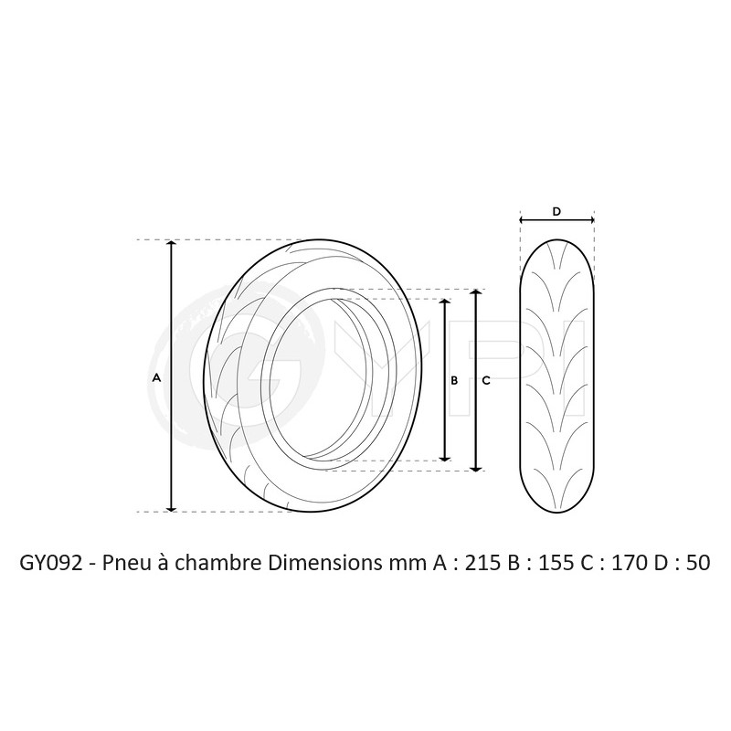 GY092 - Pneu - 8.5" (50/75-6.1) Tubeless- City - GYPI