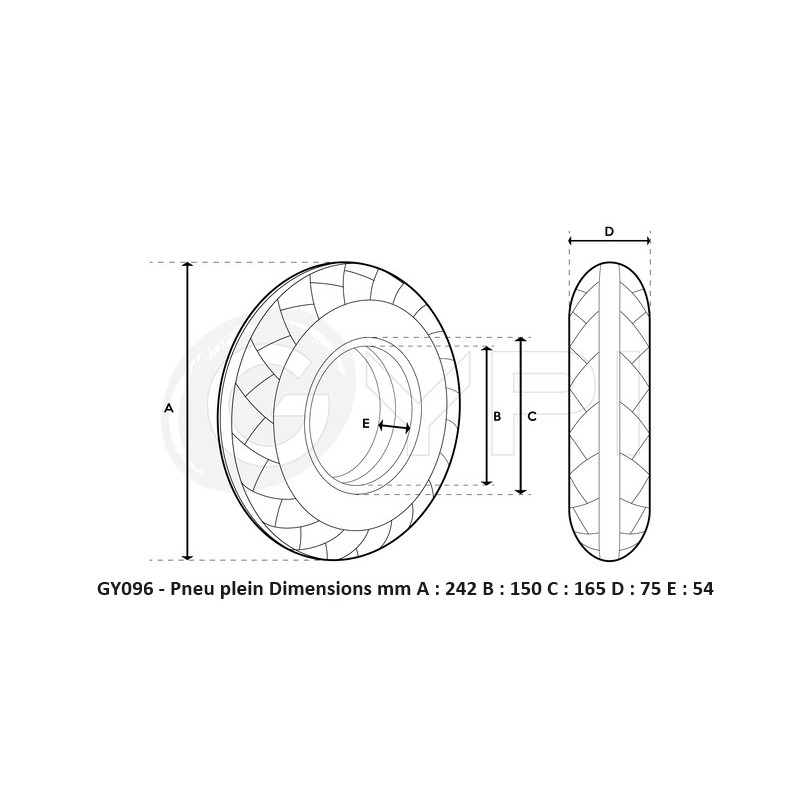 GY096 - Pneu plein - 10" *2.75-6.5 - Mixte - City  - GYPI