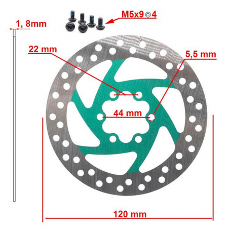 Disque de frein 6 trous 120mm Pour Zero 9