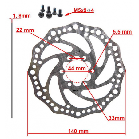 Disque de frein Diamètre 140mm 6 Trous