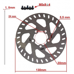 Xiaomi - Disque de frein 130mm 5 trous + vis Scooter 4 Pro