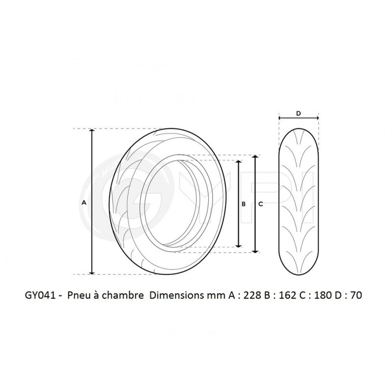 GY041TBQ - Pneu - 10"*2.5-6.5 Tubeless - City (sous Skinpack Linéaire) - GYPI