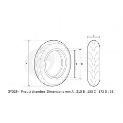GY029KIT - Kit Pneu + Chambre à air sortie droite - 8.5" Renforcé - City - GYPI