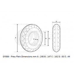 GY066J - Pneu plein - 10" *2.5,  44mm - City - GYPI
